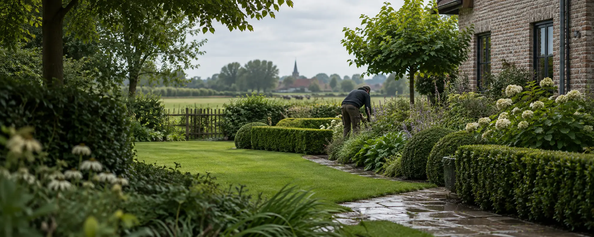 Sfeervol onderhouden tuin in een landelijke omgeving